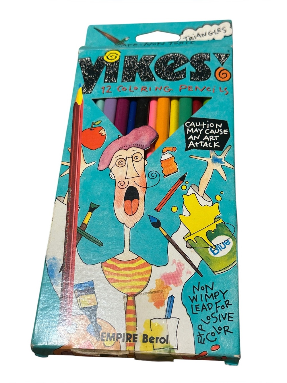 Vintage Yikes! Triangle Colored Pencils Set of 12 AS IS READ
